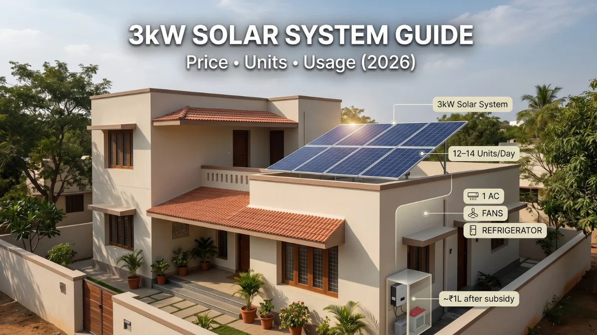 3kW Solar System Price in India – How Many Units & Complete Cost Guide (2026)