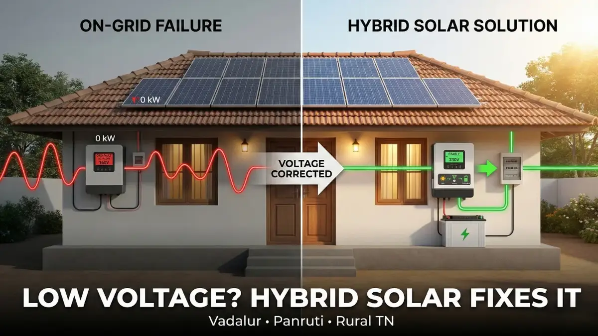 Low Voltage Problems in Vadalur & Panruti? Why Hybrid Solar is Better than On-Grid